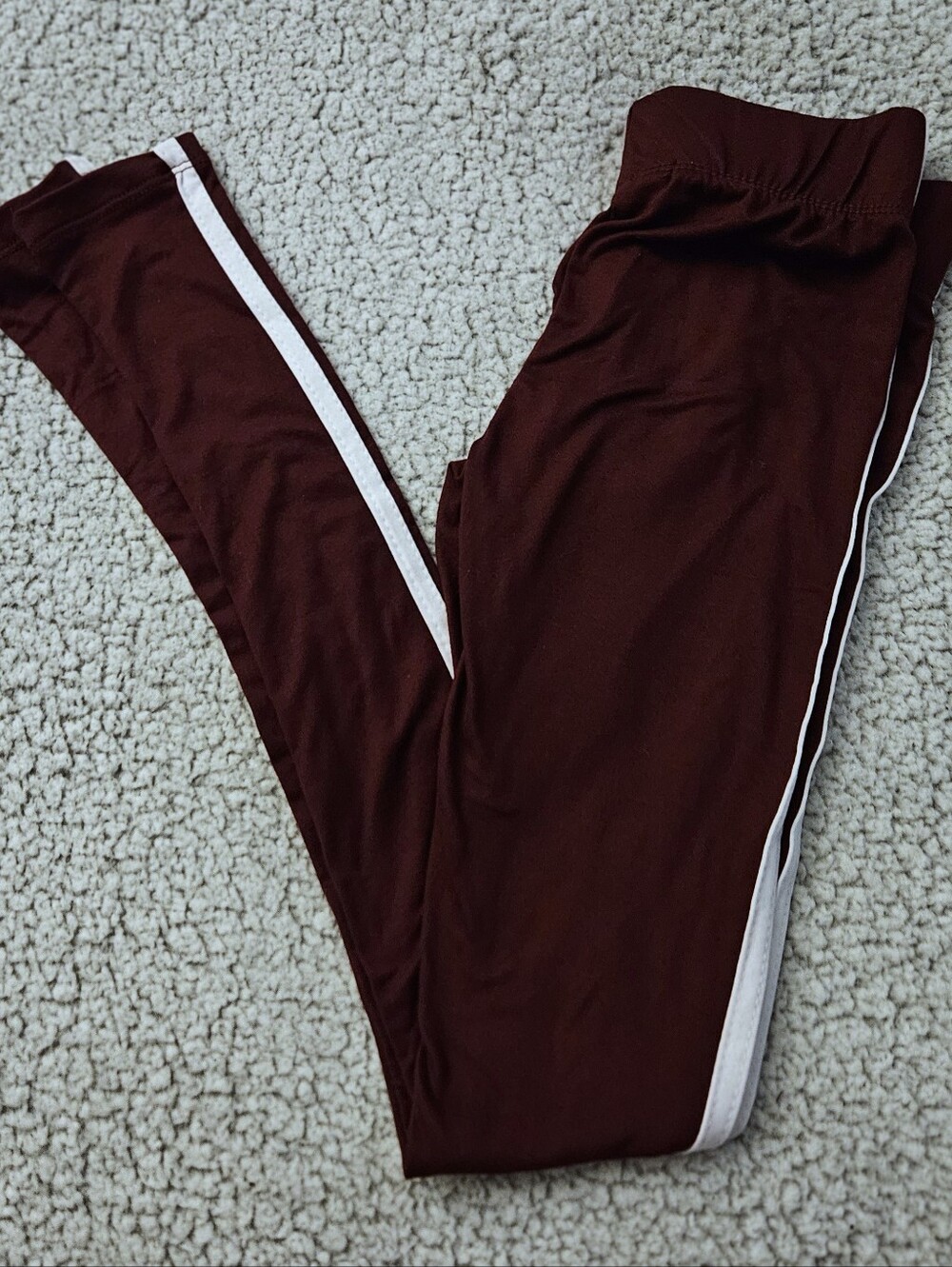 Rue21 Maroon Leggings with White Side Stripe XS